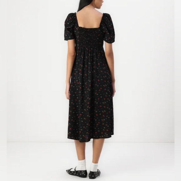 Gap Puff Sleeve Sweetheart Midi Dress Sz.M - Picture 3 of 6